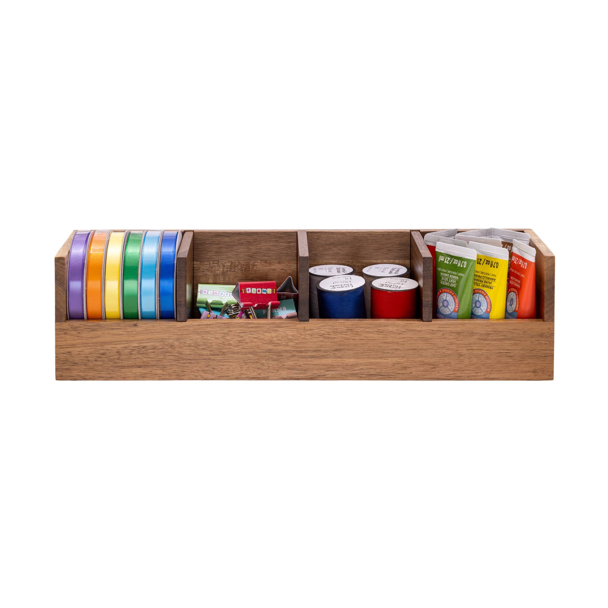 Seville Classics Small Acacia Desktop Organizer